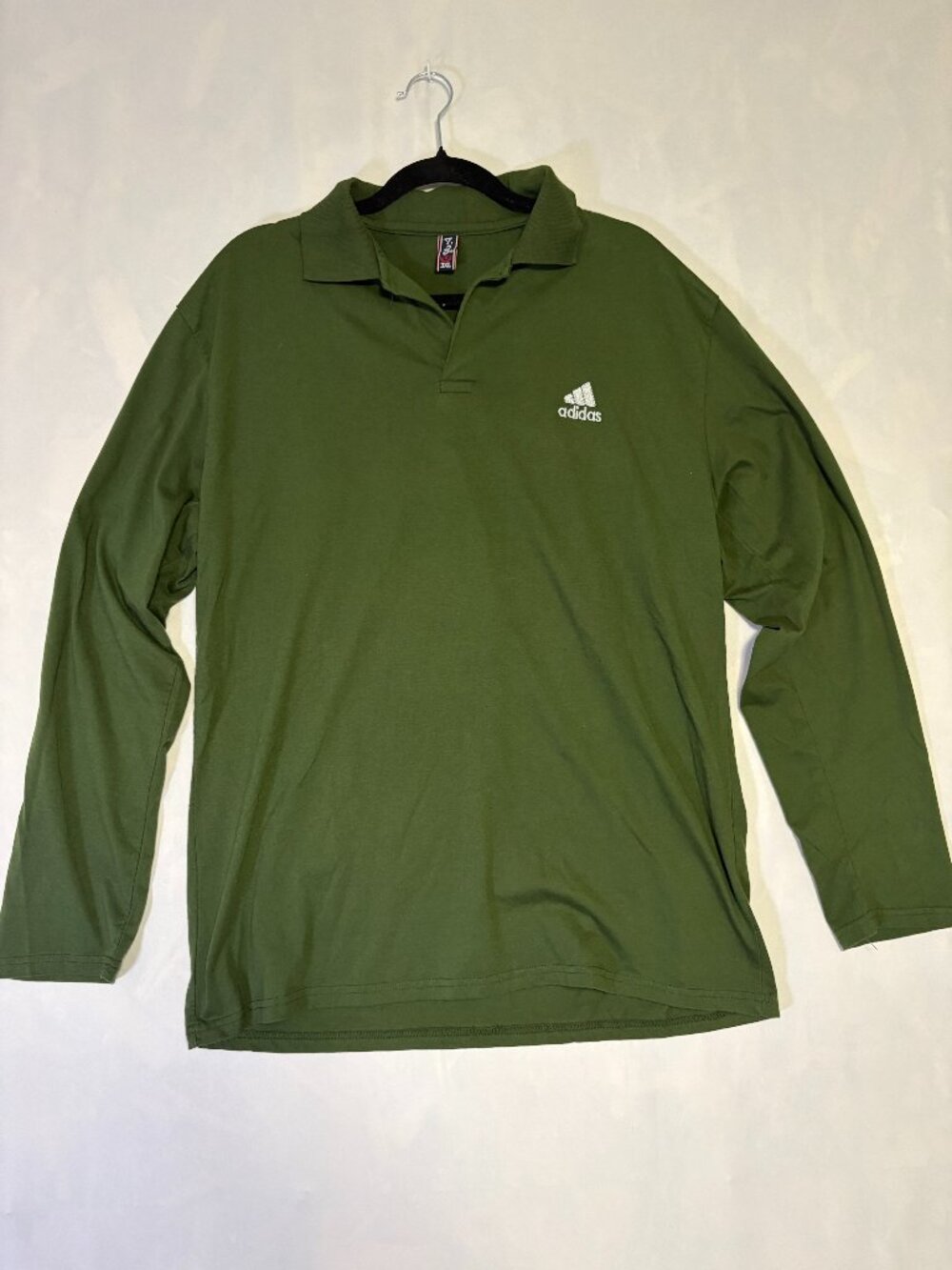 Adidas Men’s 3XL Long Sleeve Polo Shirt Green Embroidered Logo Golf Casual
